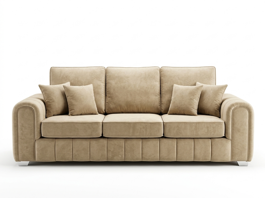 Milano-Elegant Beige Velvet Sofa Set