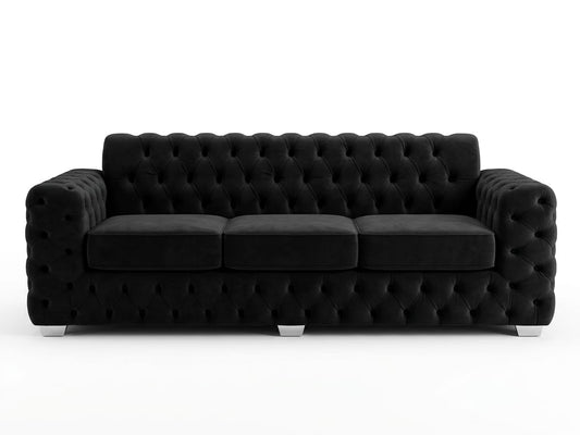 Black Velvet Chesterfield Sofa