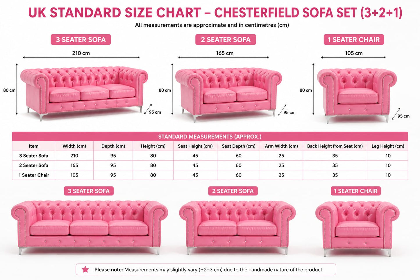 Pink Leather Chesterfield Sofa