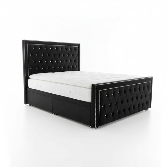Black Velvet Chesterfield Bed