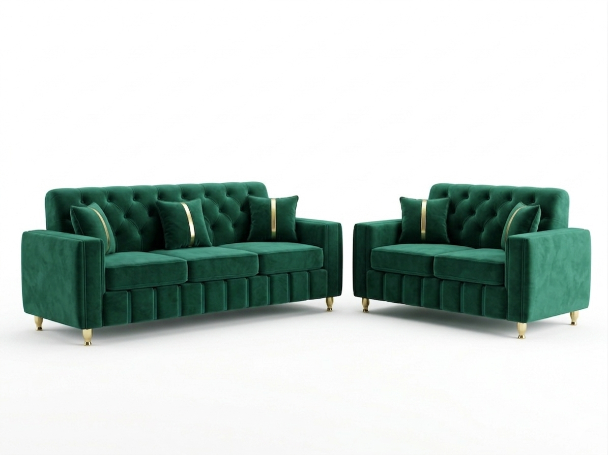 Luxury Emerald Green Velvet Sofa