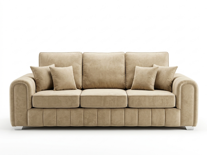 Milano-Elegant Beige Velvet Sofa Set