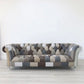 Grey Patchwork Leather Sofa