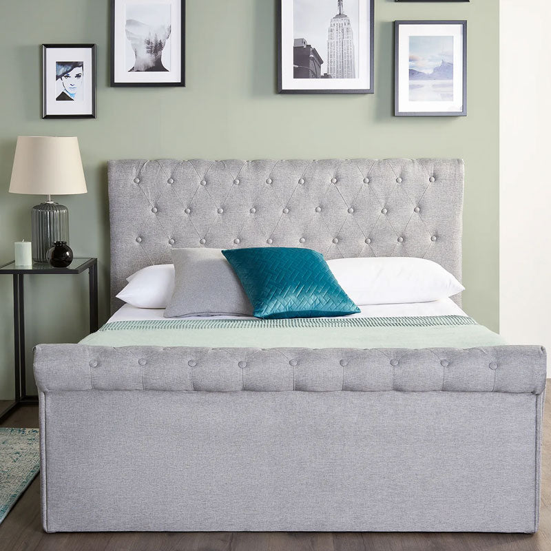 Sleigh Bed With Storage Ottoman Side Lift