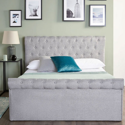 Sleigh Bed With Storage Ottoman Side Lift