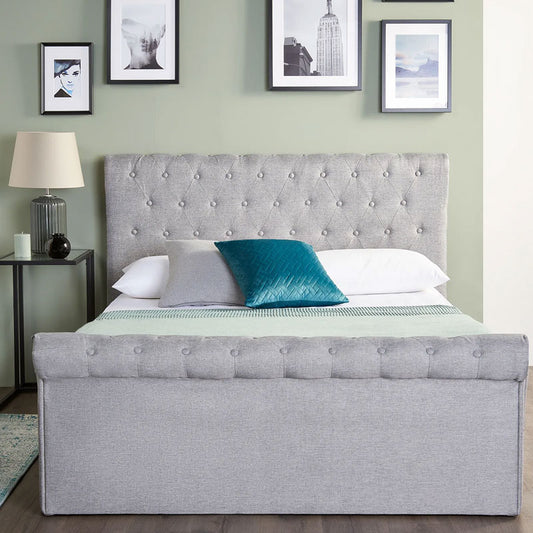 Sleigh Bed With Storage Ottoman Side Lift