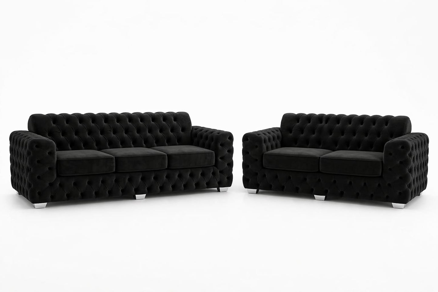 Black Velvet Chesterfield Sofa