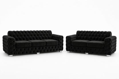 Black Velvet Chesterfield Sofa