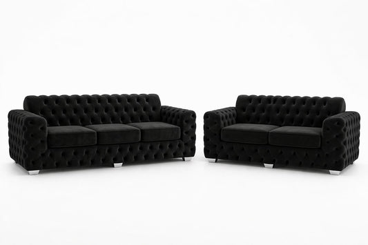 Black Velvet Chesterfield Sofa
