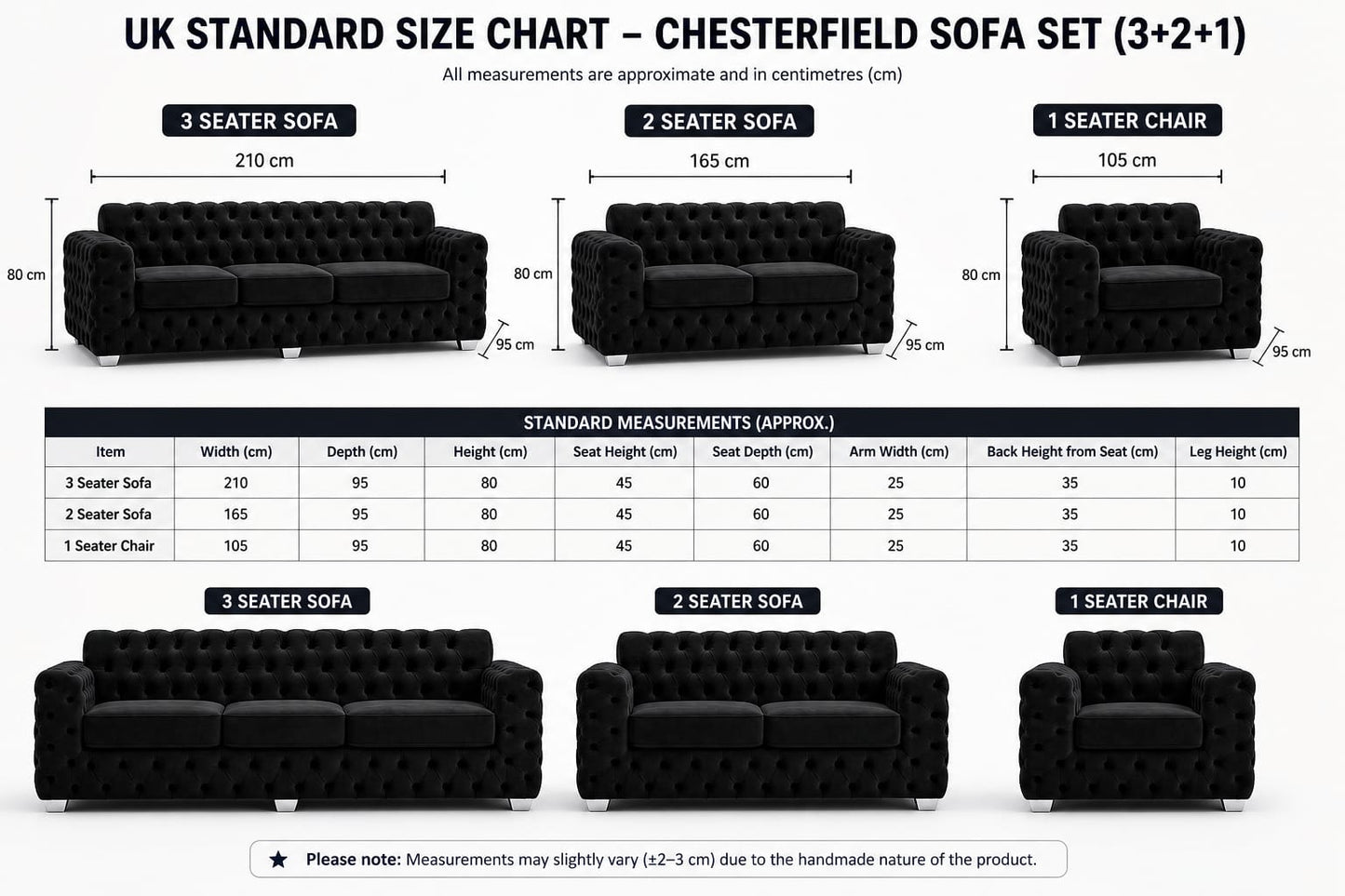 Black Velvet Chesterfield Sofa