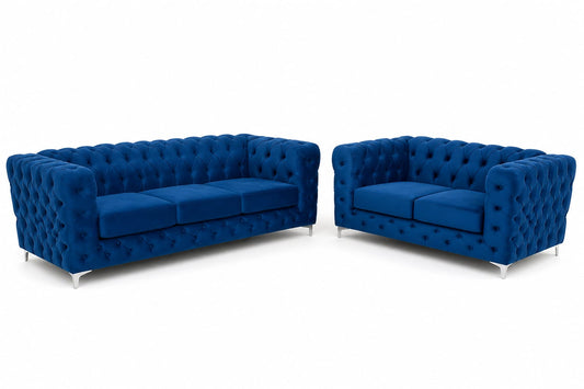 Blue Velvet Chesterfield Sofa