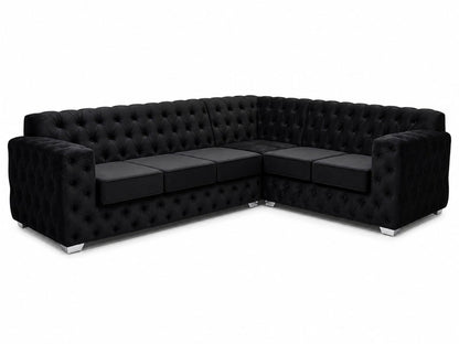 Black Velvet Chesterfield Corner Sofa