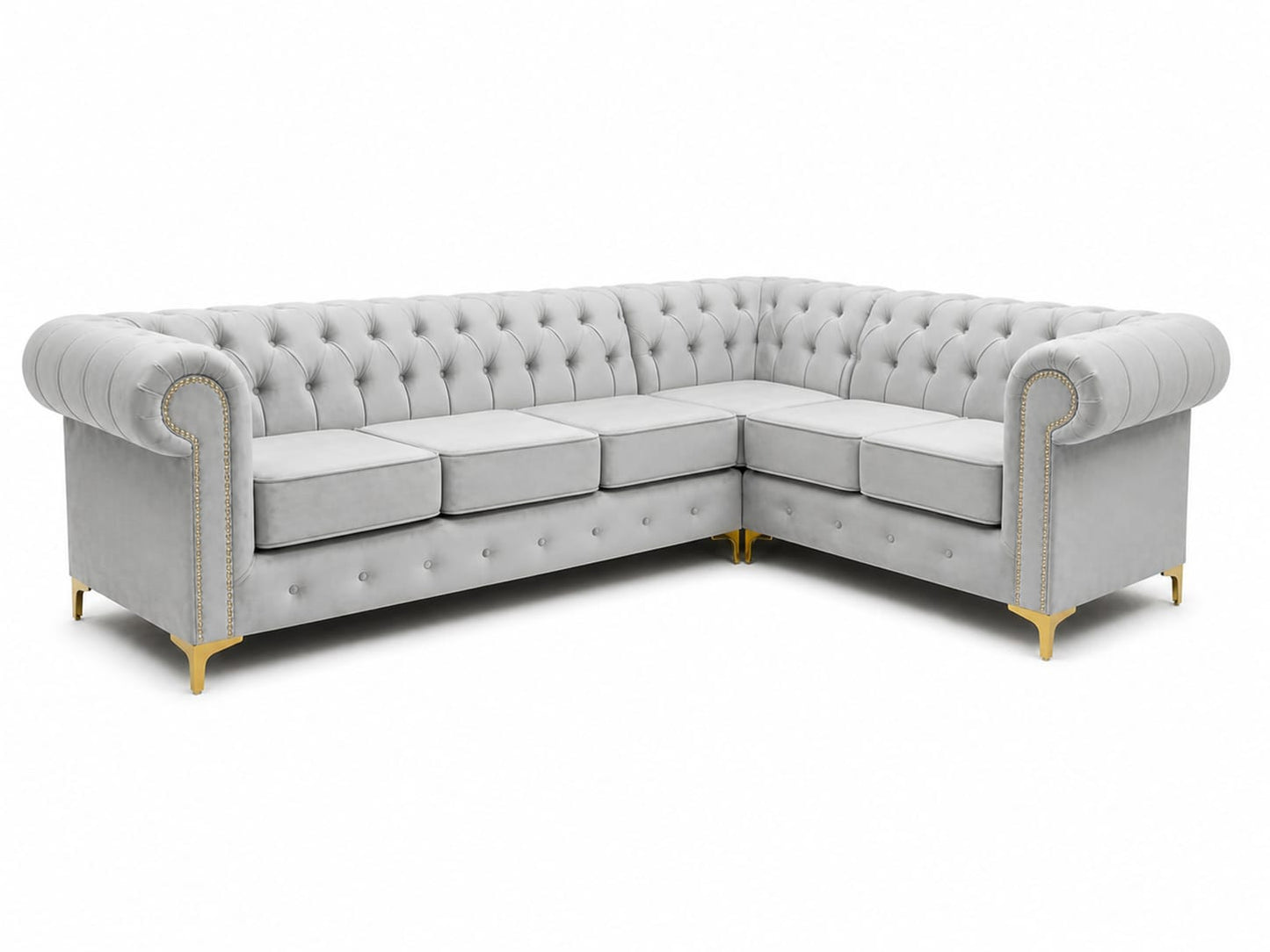 Chesterfield Corner Sofa with Gold Legs