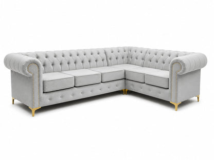 Chesterfield Corner Sofa with Gold Legs