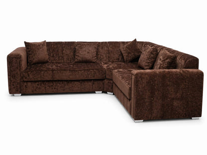 Brown Velvet Corner Sofa