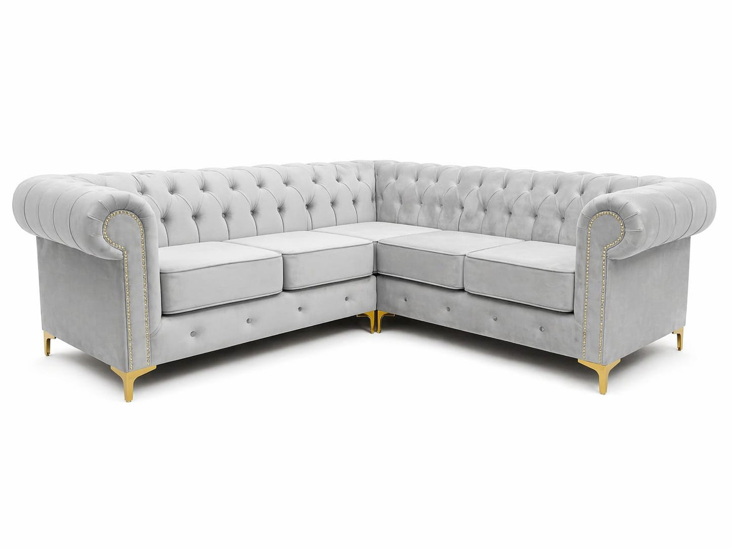 Chesterfield Corner Sofa with Gold Legs