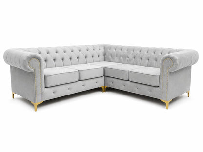 Chesterfield Corner Sofa with Gold Legs