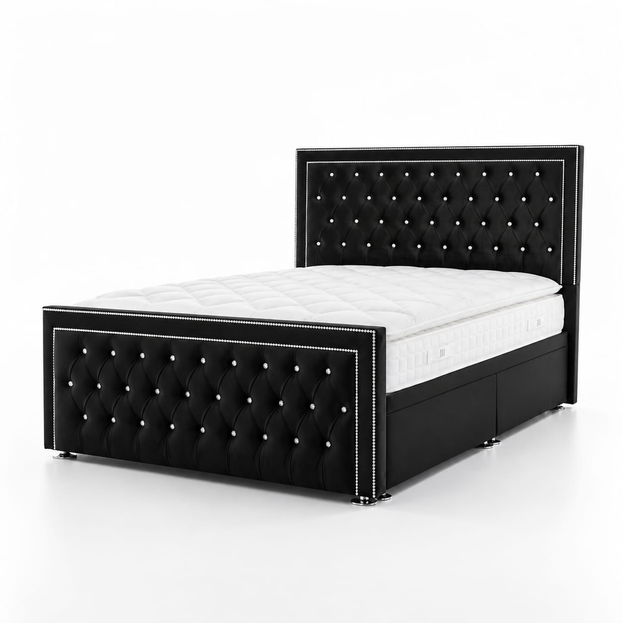 Black Velvet Chesterfield Bed