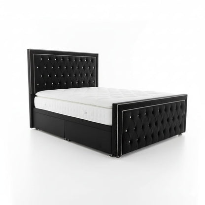 Black Velvet Chesterfield Bed