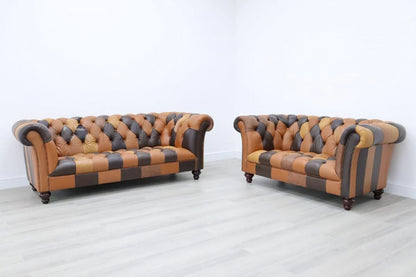 Brown Patchwork Leather Sofa