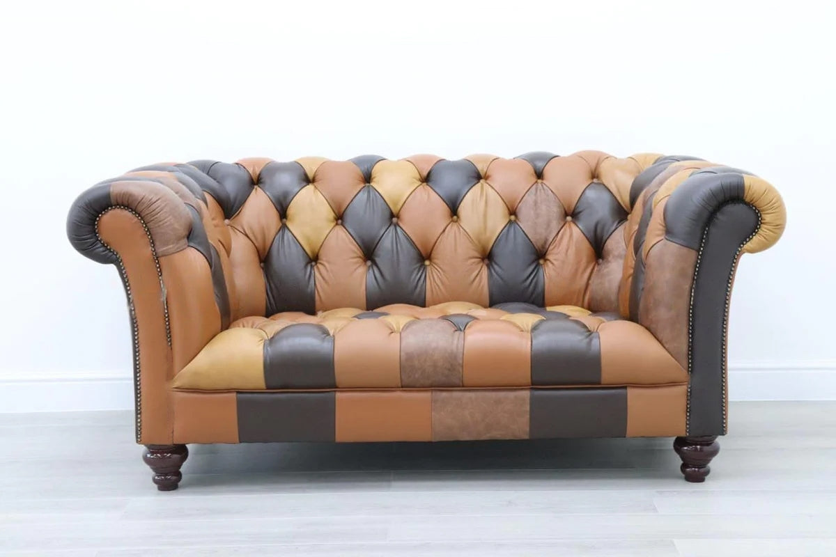 Brown Patchwork Leather Sofa