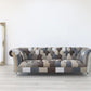 Grey Patchwork Leather Sofa