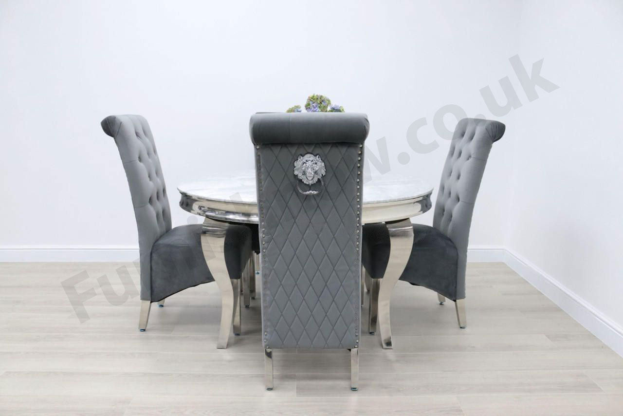 1.3m Round Rome & 4 Leon Chairs