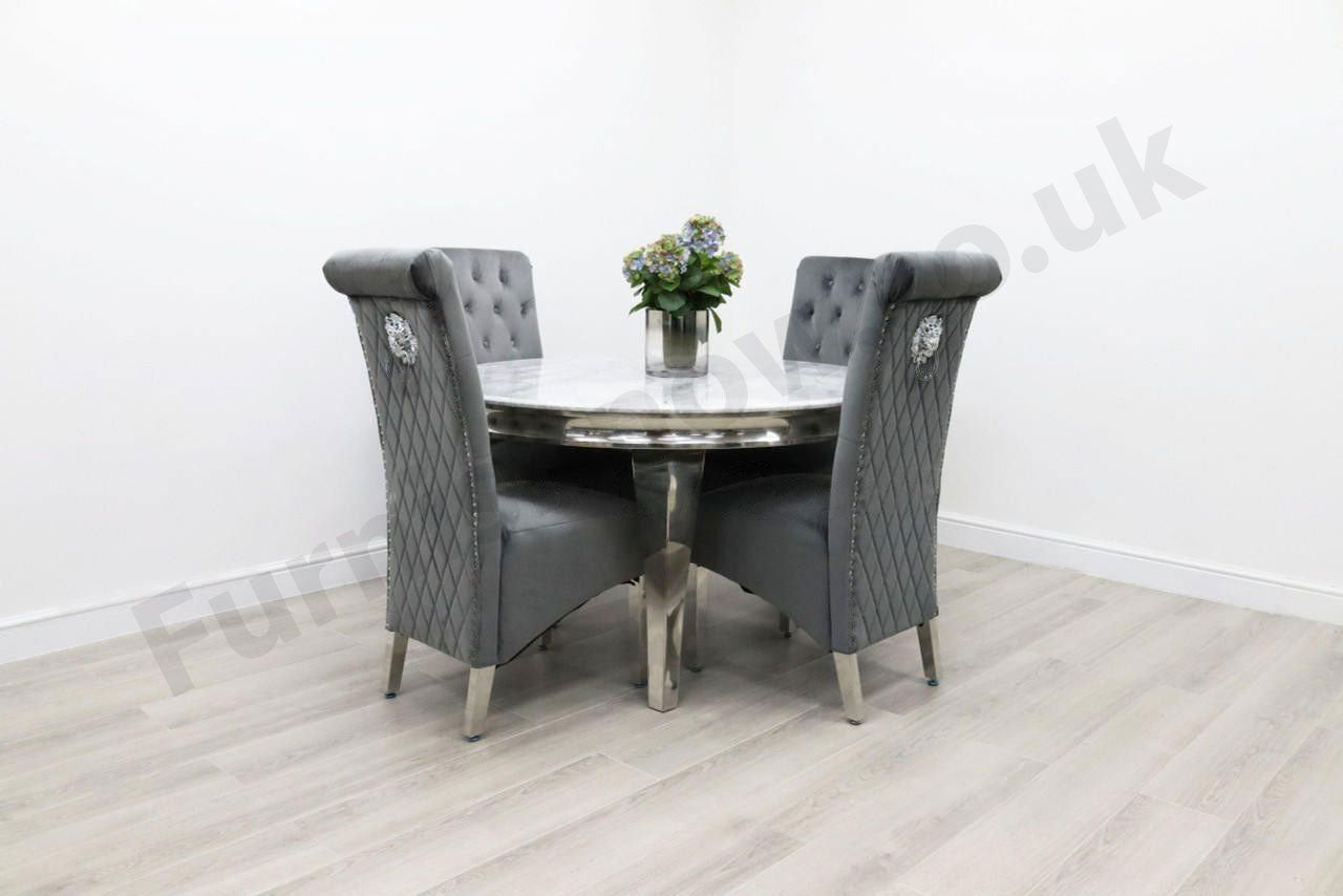 1.3m Round Rome & 4 Leon Chairs