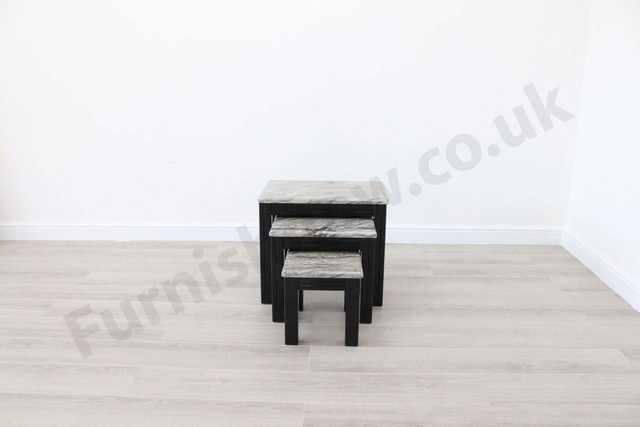 Lyon Dark Grey Marble Effect Nest Of Tables