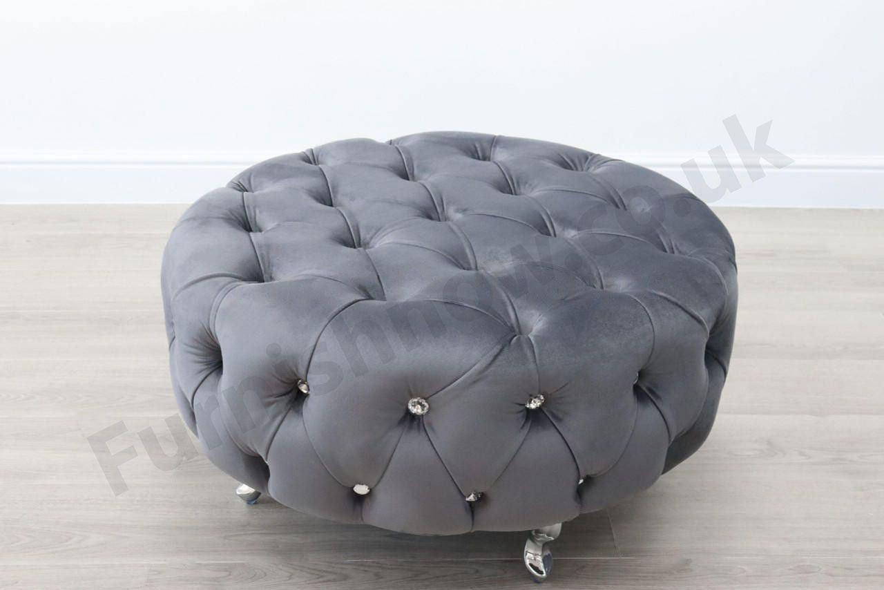 Upholstered Round Footstool/Coffee Table