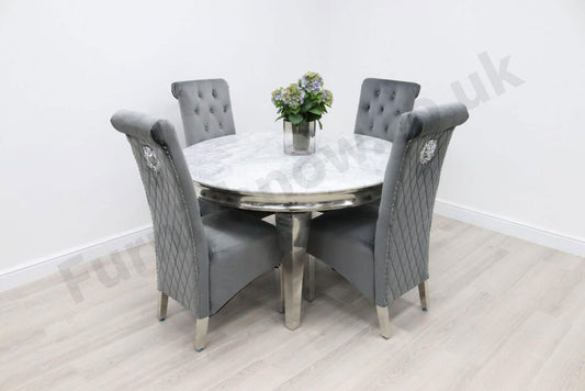 1.3m Round Rome & 4 Leon Chairs