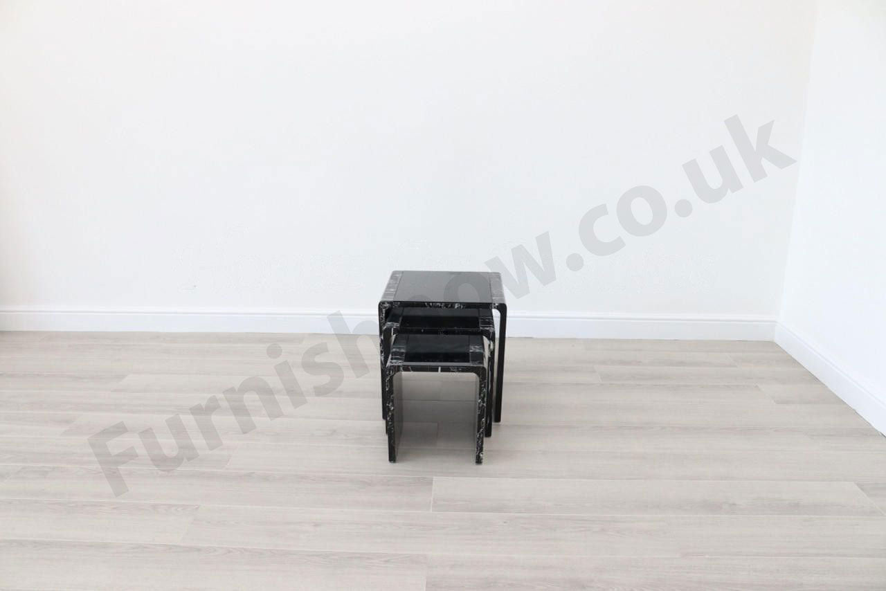 Lille Black Marble Effect Nest of Tables