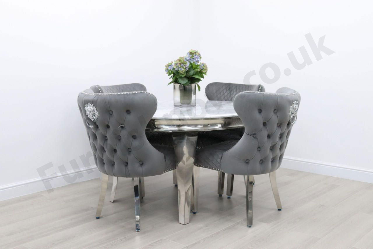 1.3m Round Rome & 4 Valencia Chairs