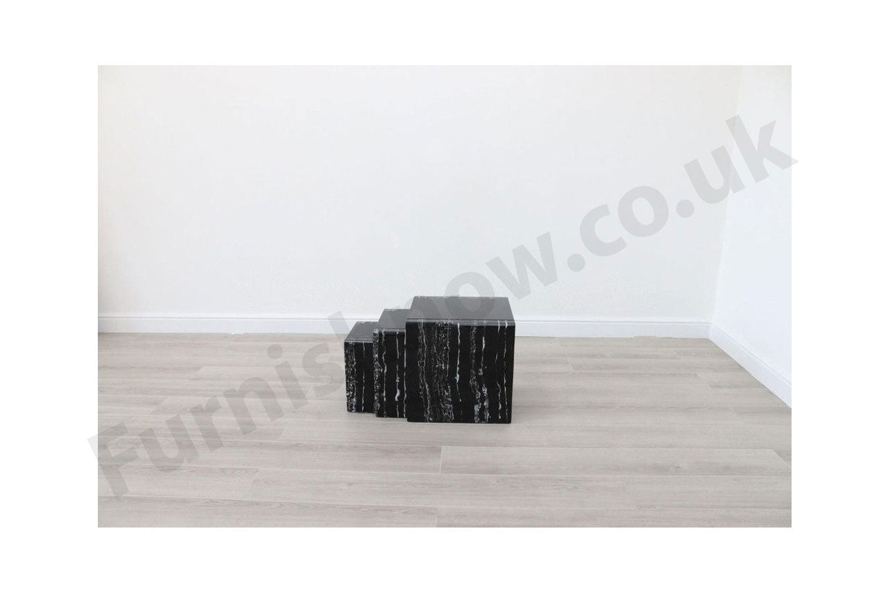 Lille Black Marble Effect Nest of Tables