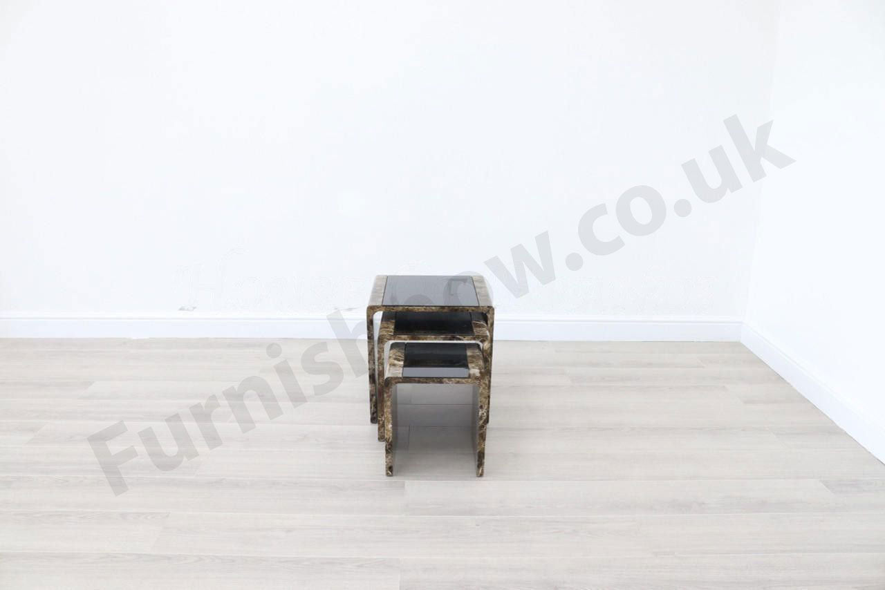 Lille Brown Marble Effect Nest of Tables