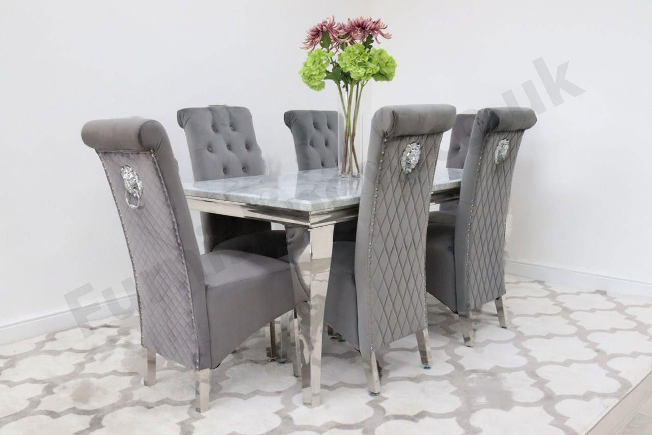 1.5m Rome & 6 Leon Chairs