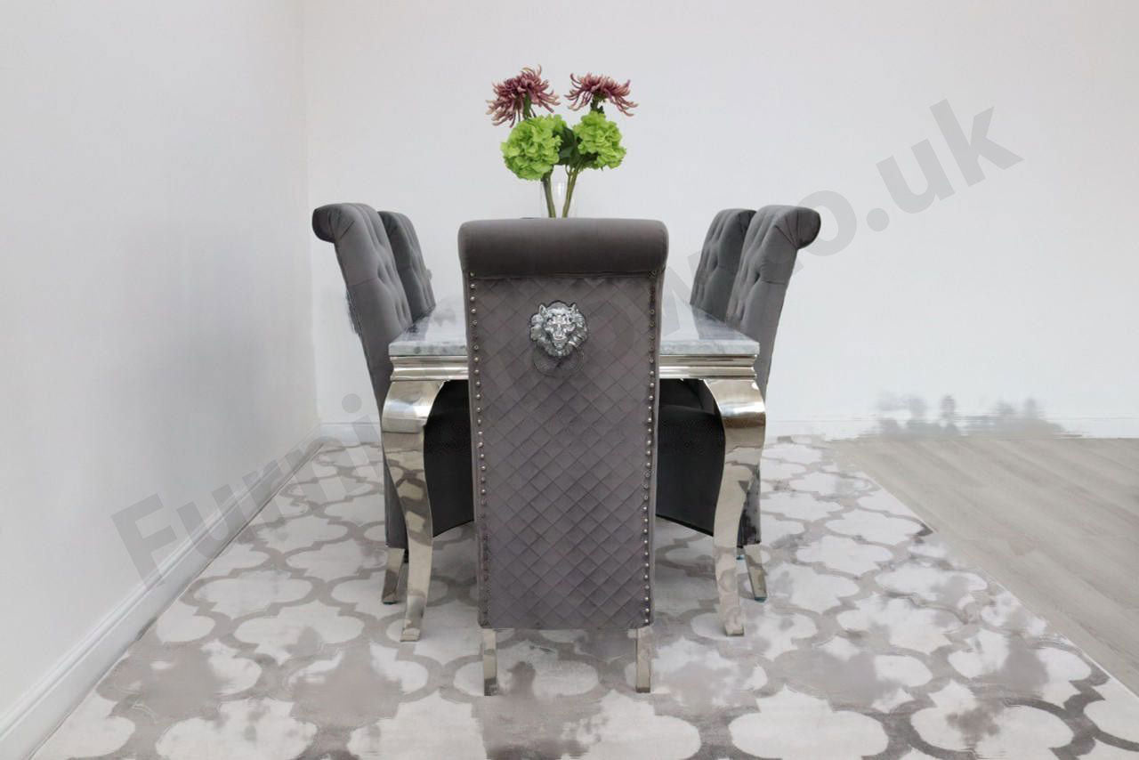 1.5m Rome & 6 Leon Chairs