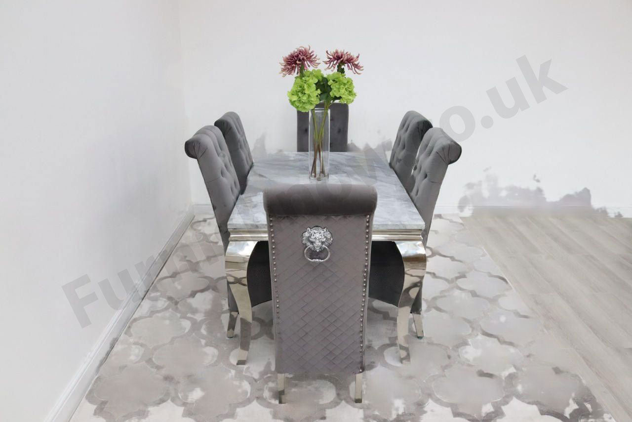 1.5m Rome & 6 Leon Chairs