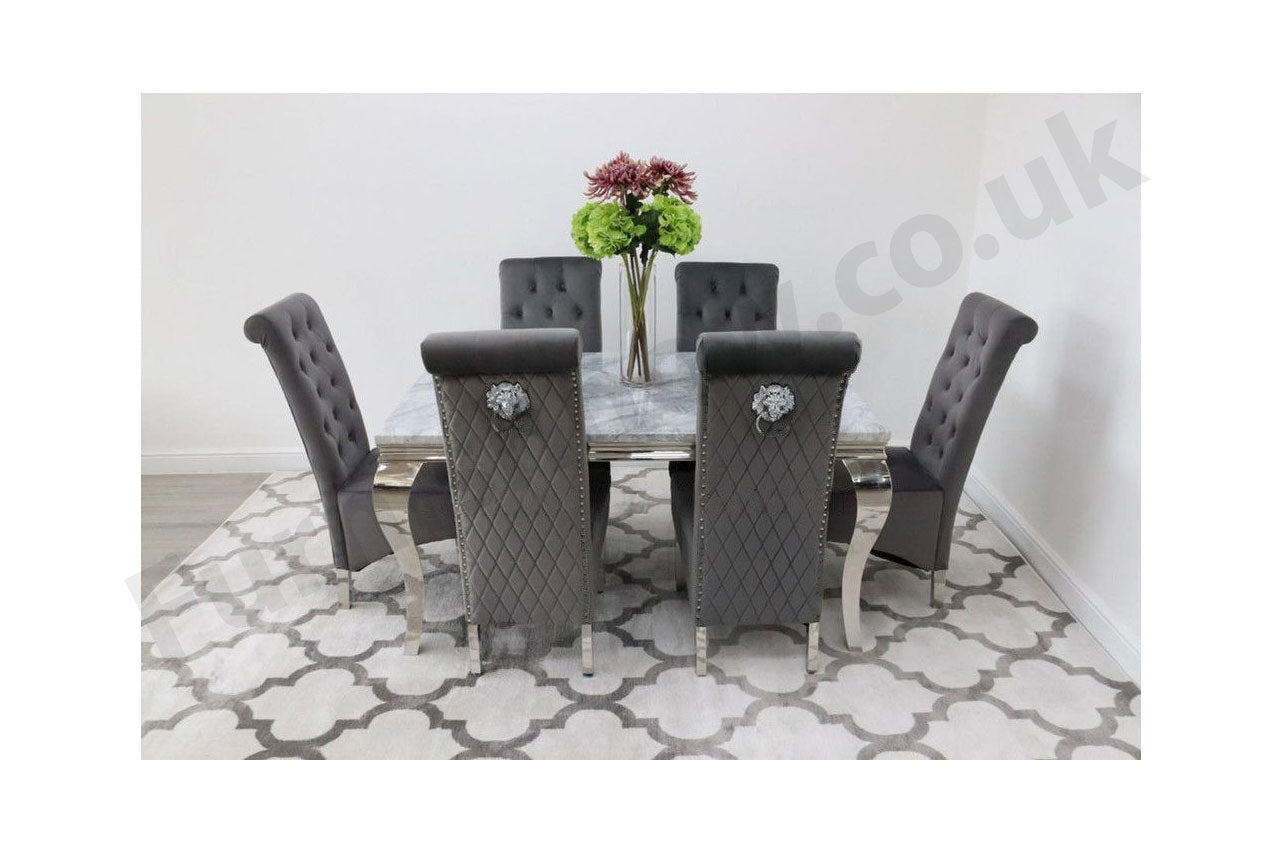 1.5m Rome & 6 Leon Chairs