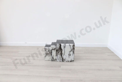Lille Light Grey Marble Effect Nest Of Tables