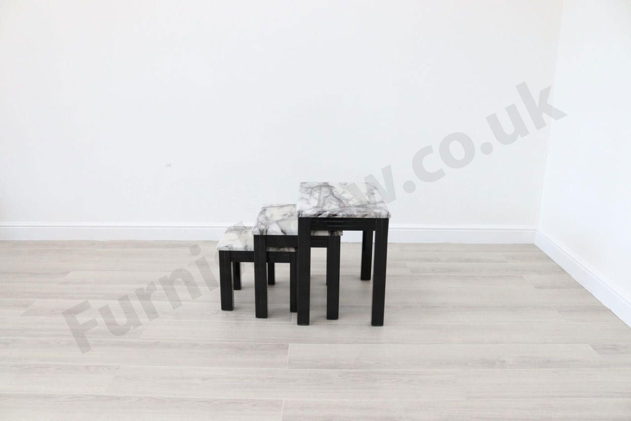 Lyon Black & White Marble Effect Nest of Tables