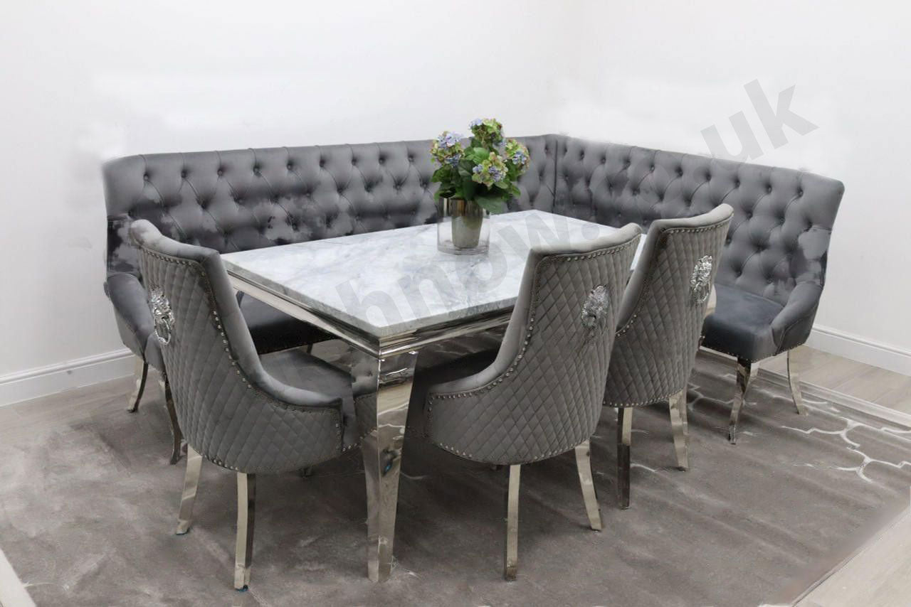 1.5m Rome Table with 3 Madrid Chairs & Imperial Corner Bench