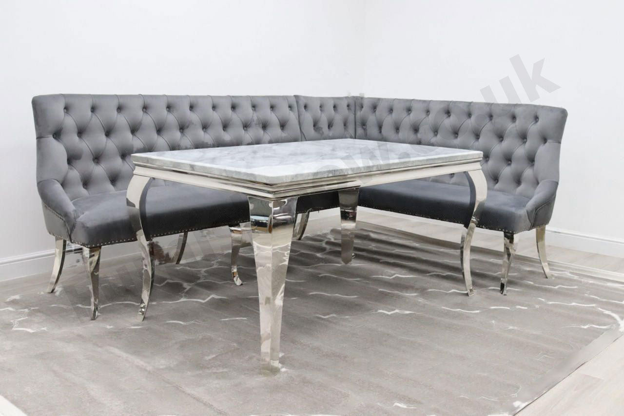 1.5m Rome Table with 3 Madrid Chairs & Imperial Corner Bench