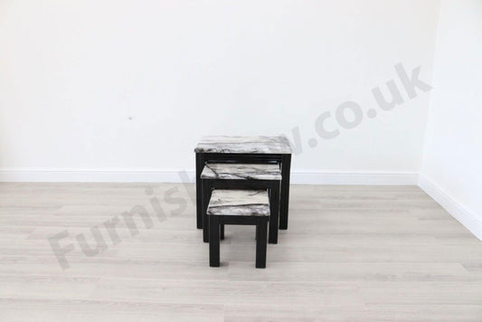 Lyon Black & White Marble Effect Nest of Tables