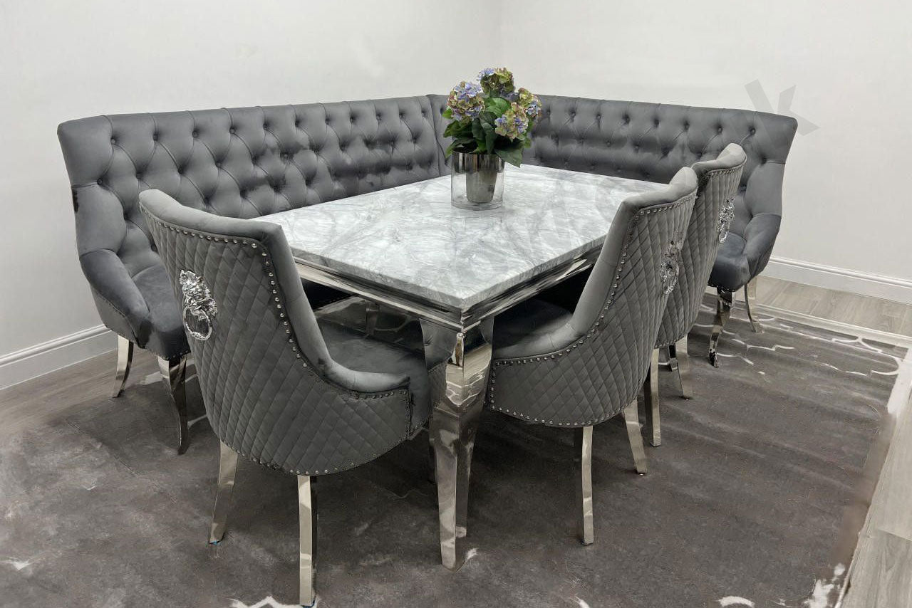 1.5m Rome Table with 3 Madrid Chairs & Imperial Corner Bench