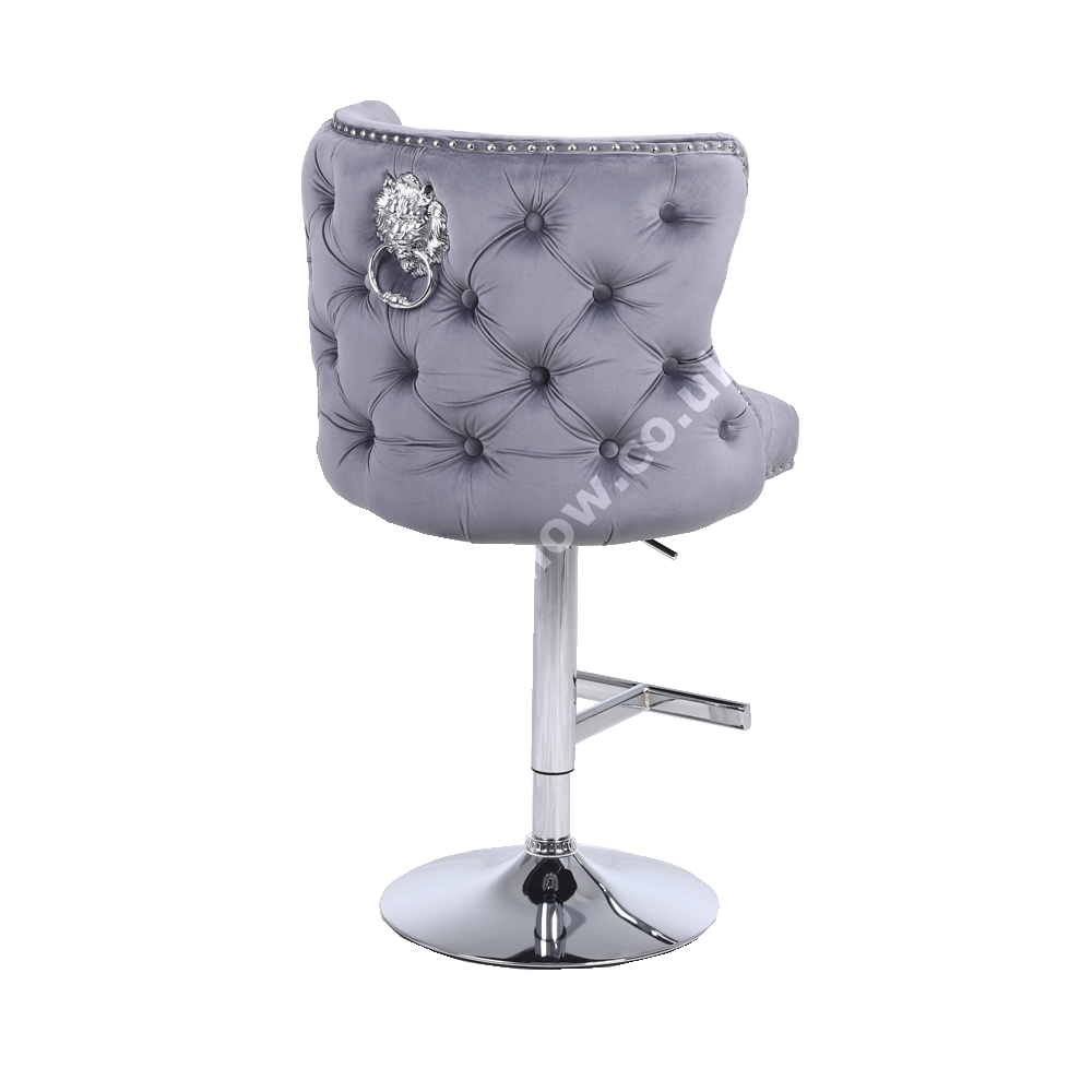 Bentley Bar Stool with Lion Knocker and Quilted Back